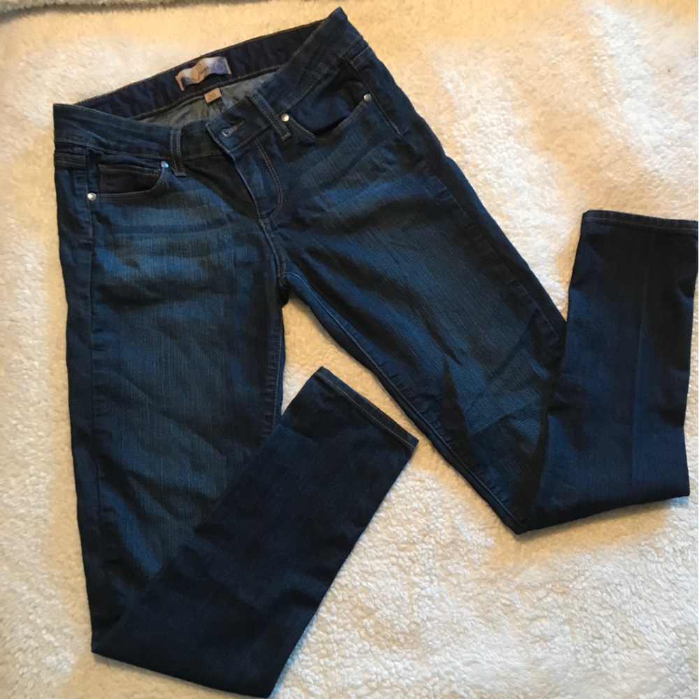 PAIGE Dark Denim Straight Leg “Peg” Skinny Jeans